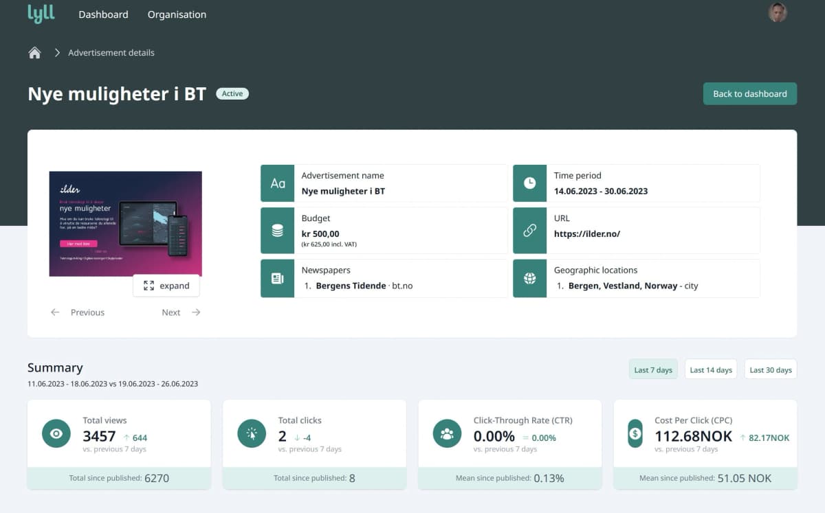 Customer profile user interface